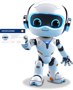 best buy Robot holding a drivers license on the Homepage